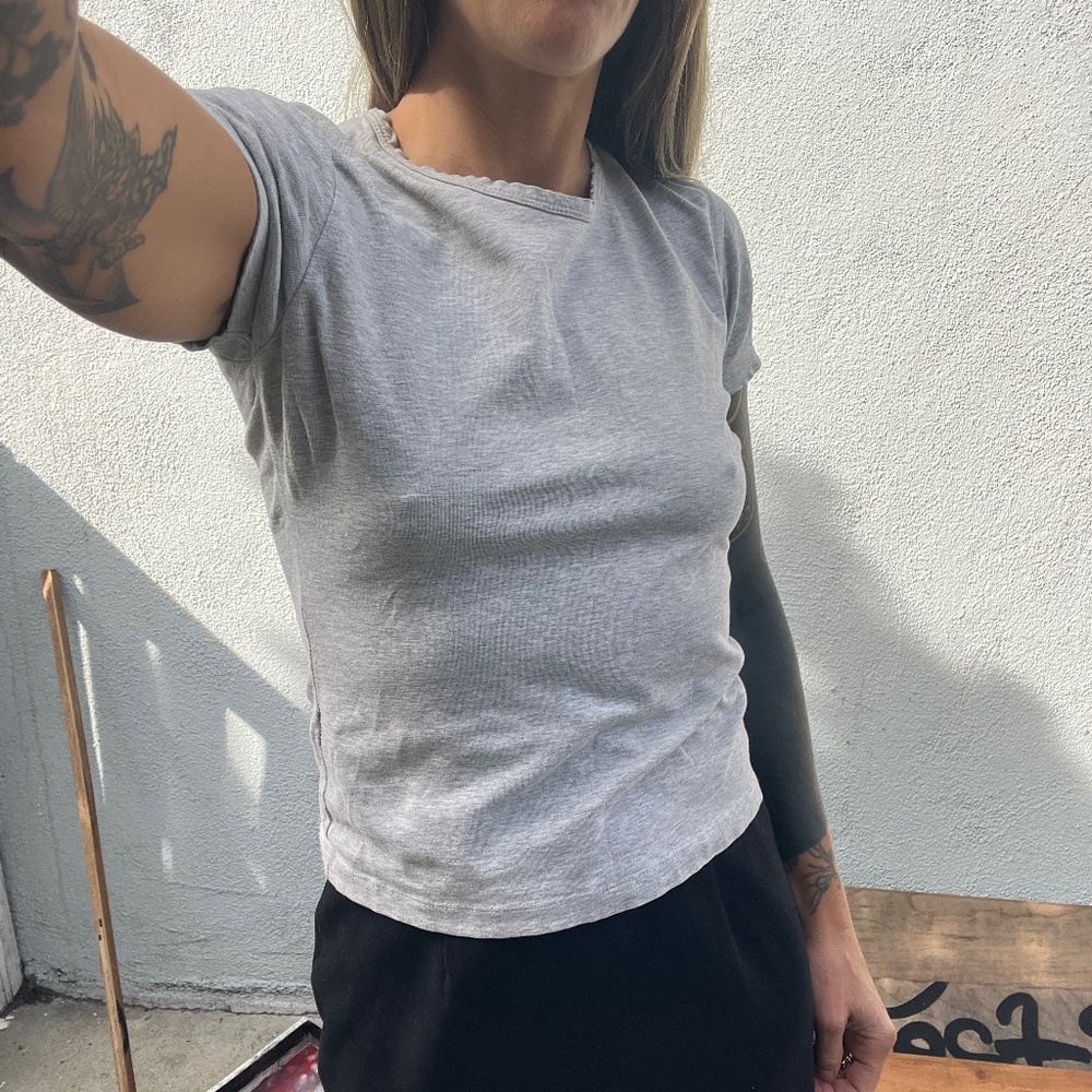 Vintage baby tee 90s y2k french connection gray xs s m 00s extra small to medium